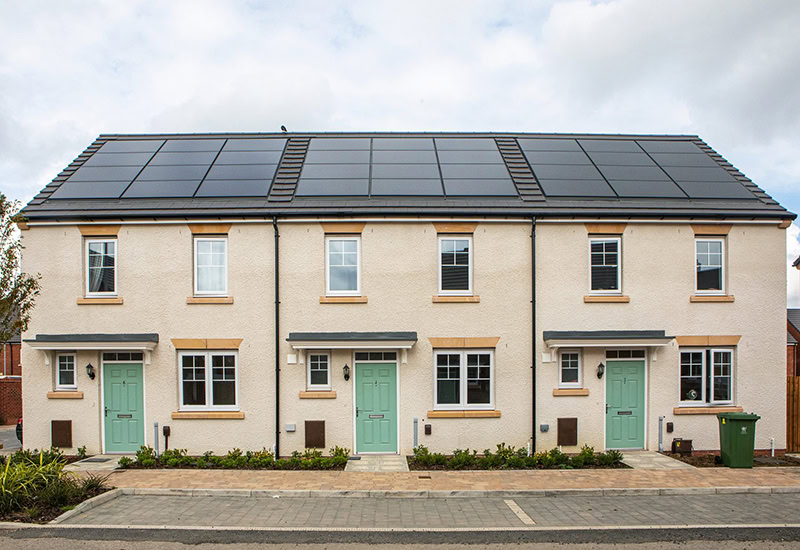3 houses with solar panels