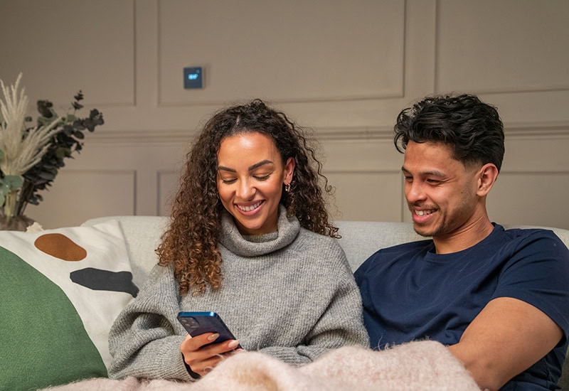 Couple using phone